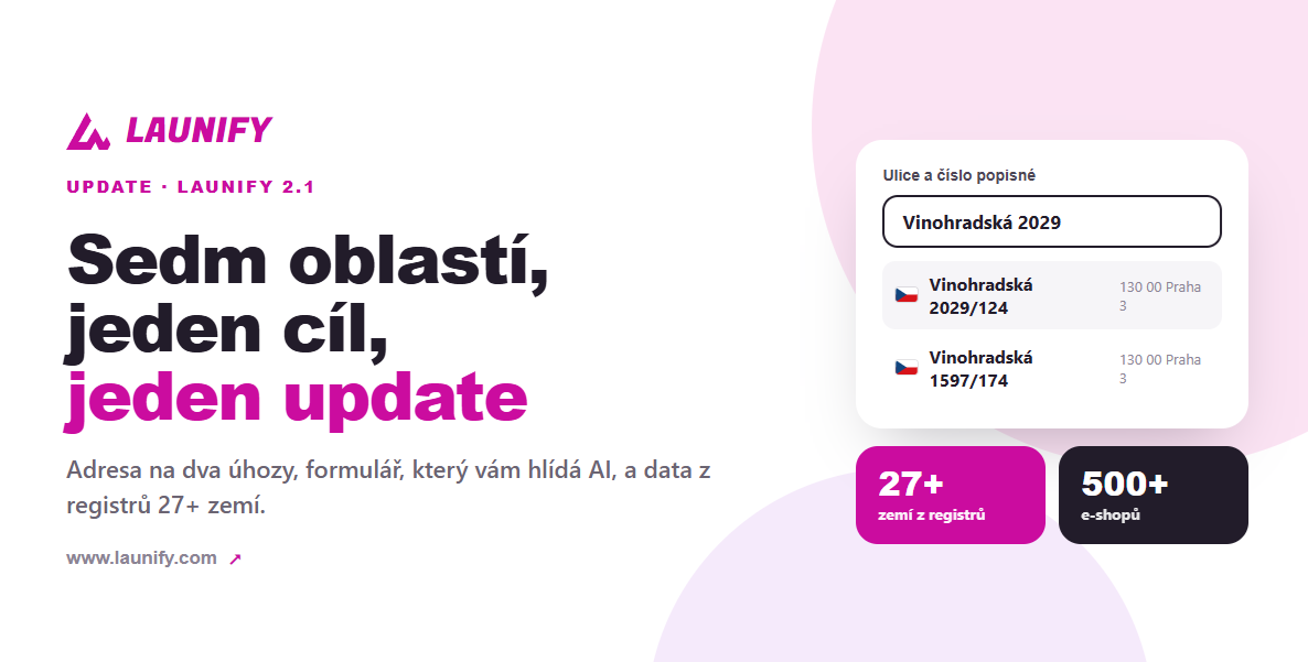 Update Launify 2.1: Chytřejší formuláře, přesnější data a nový design pro váš checkout